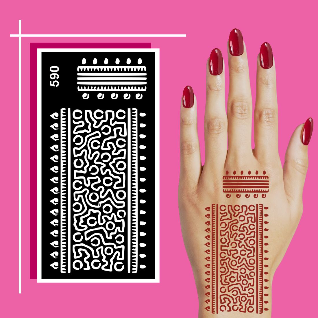 Easy Mehndi Stencil Design Templates with Floral and Dot Pattern Variety