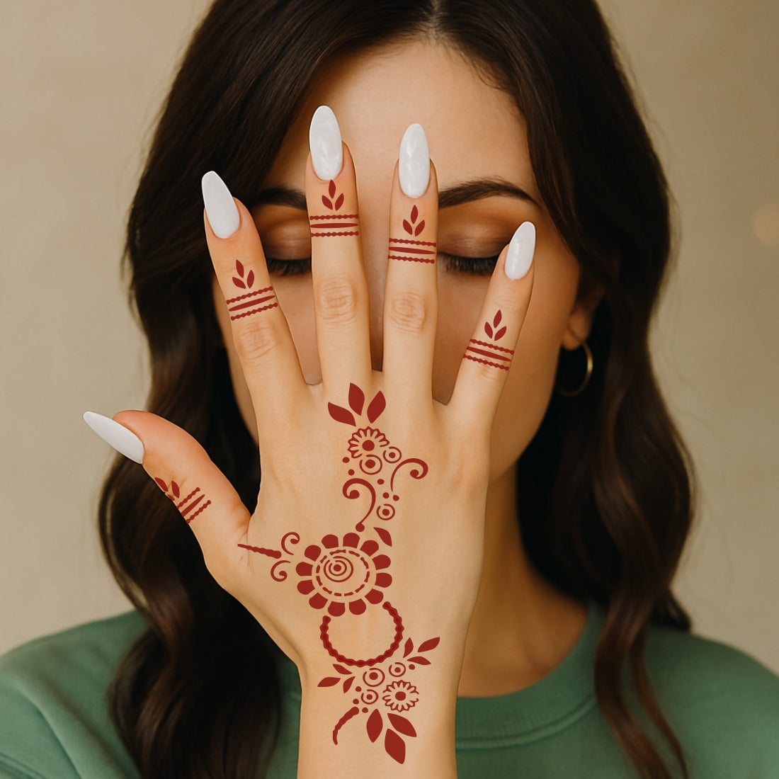 Trending Mehndi Sticker for Traditional Events Stencil Mehndi Sticker One Set For Each Hand