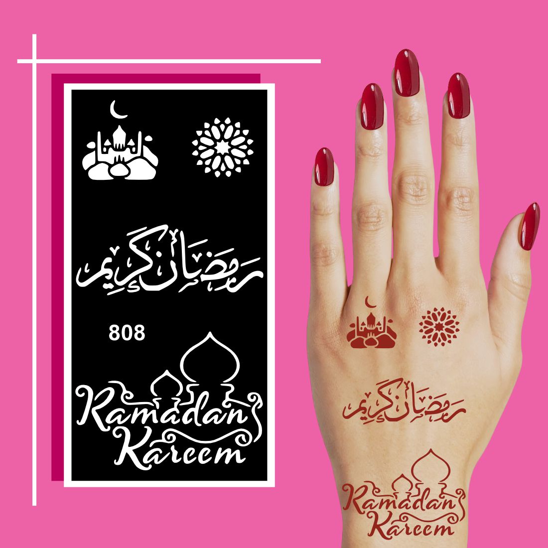 Smooth-Edge Mehndi Sticker Patterns for Creative Hand Art Practice