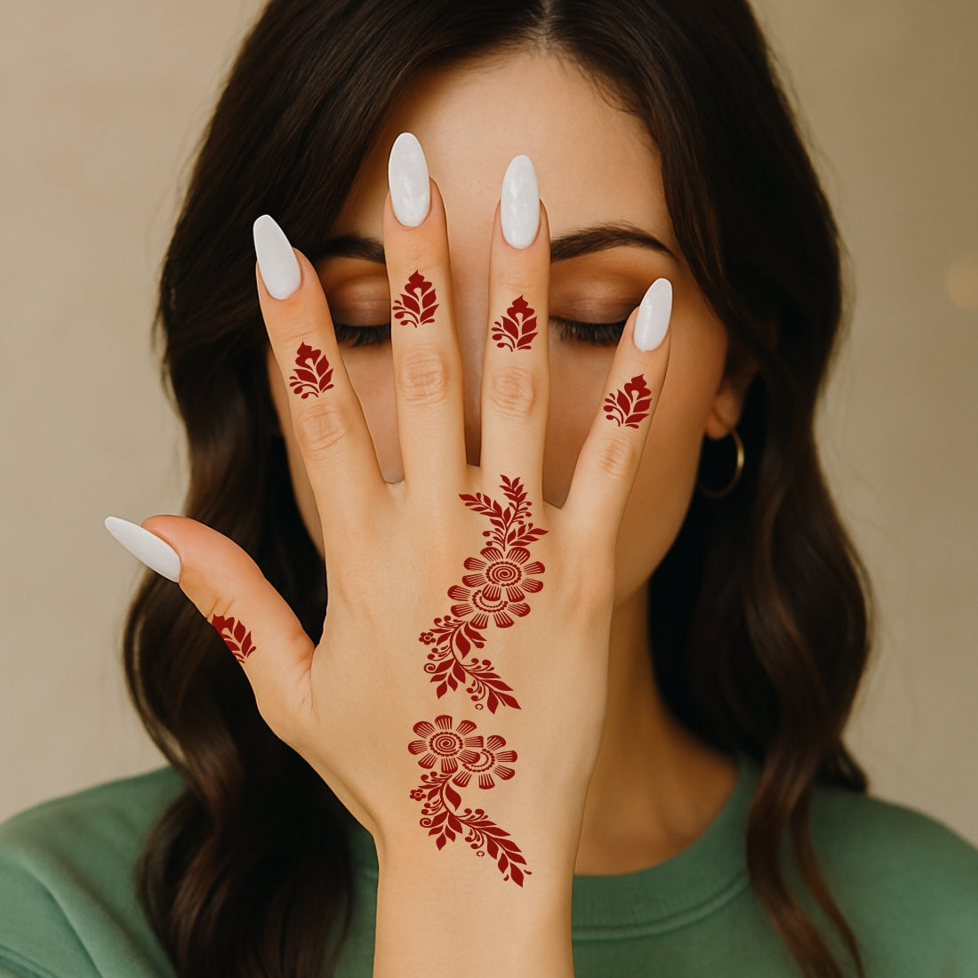 Flower Ready-to-Use Henna Stencil With Trendy Designs Stencil Mahndi Sticker One Set For Each Hand