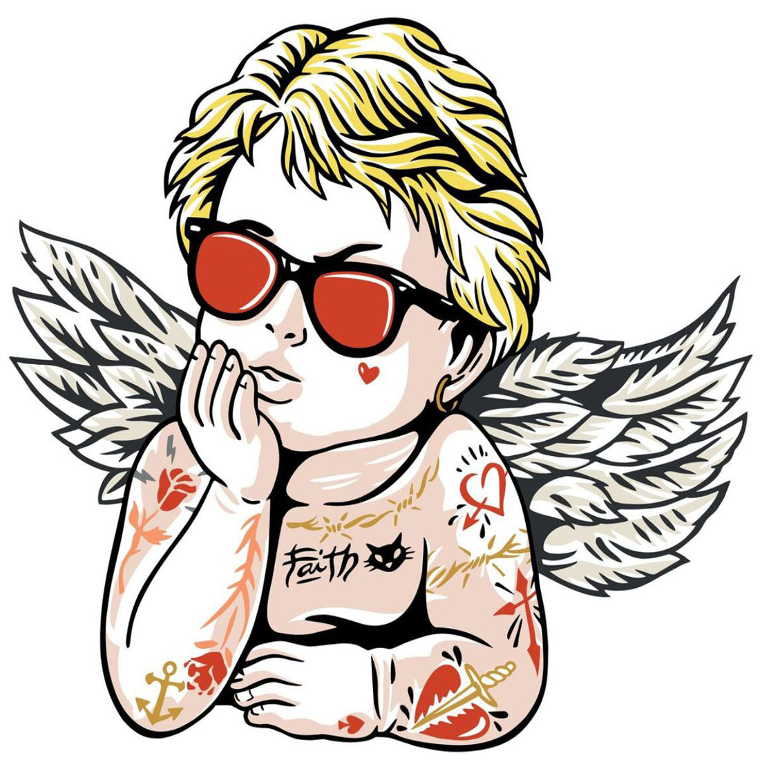 Temporary Tattoowala Angle With Sunglasses Colourful Temporary Tattoo for Men and Women Waterproof Sticker