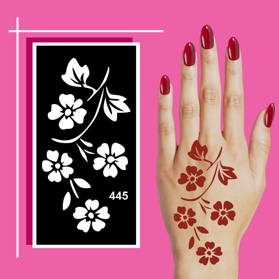 Easy Peel Mehndi Stencil Templates with Fine Detailing For Kids & Adults Both Sticker