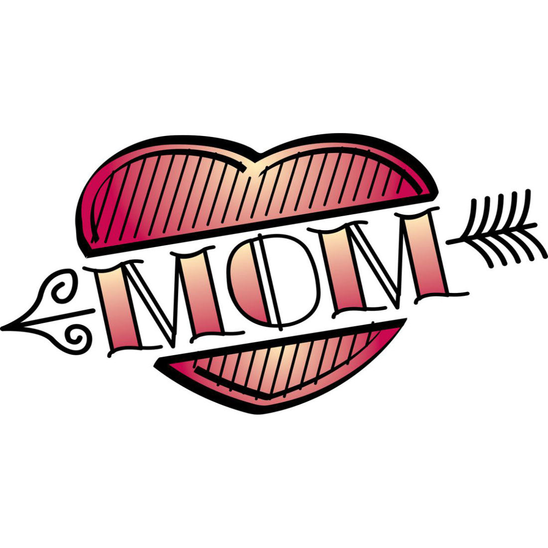 Temporary Tattoowala Mom Heart With Arrow Temporary Tattoo for Men and Women Waterproof Sticker