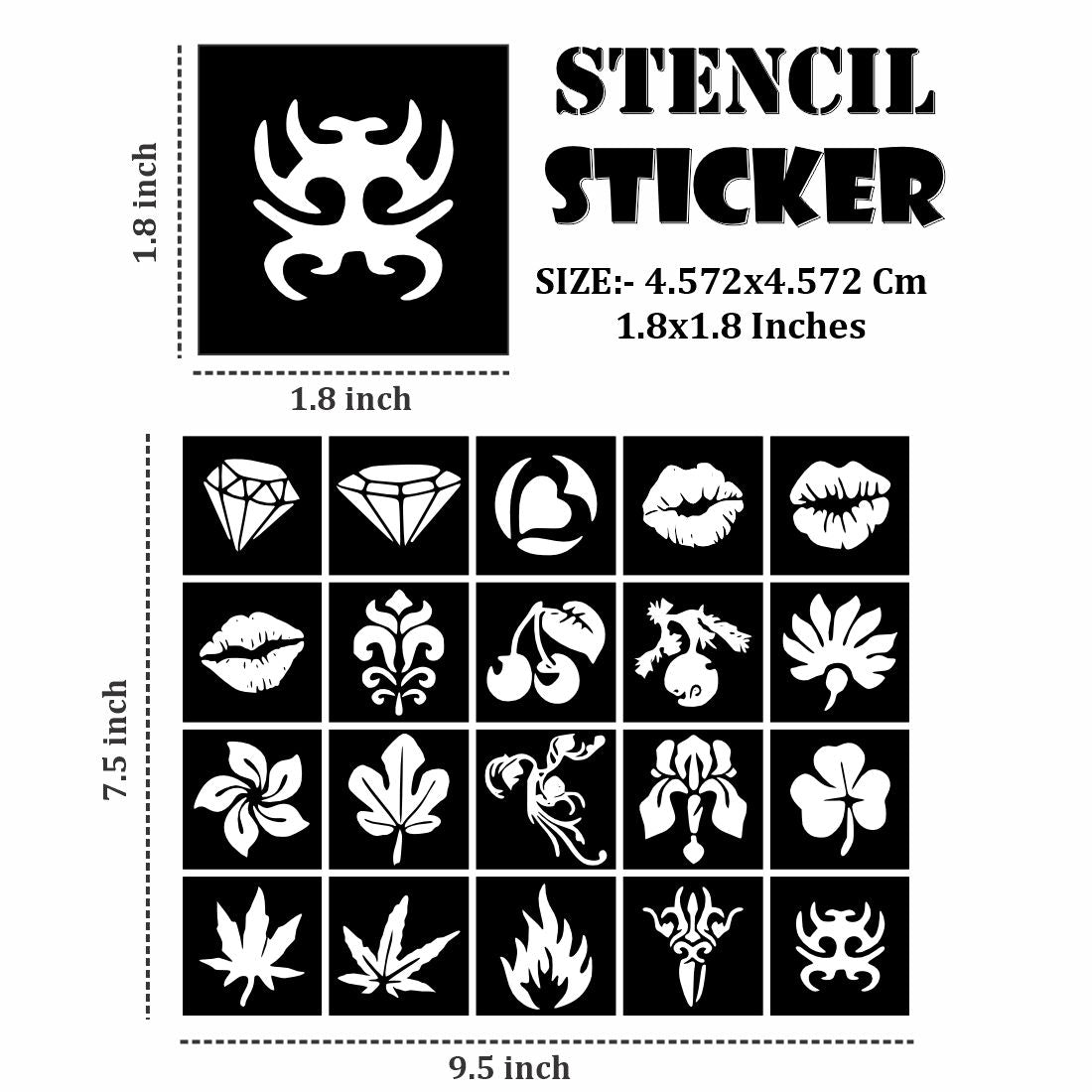 Leaf, Flower And Multi Designs Small Stencil Sticker For Kids can decorate notebooks, drawings, or school projects with Stencil stickers