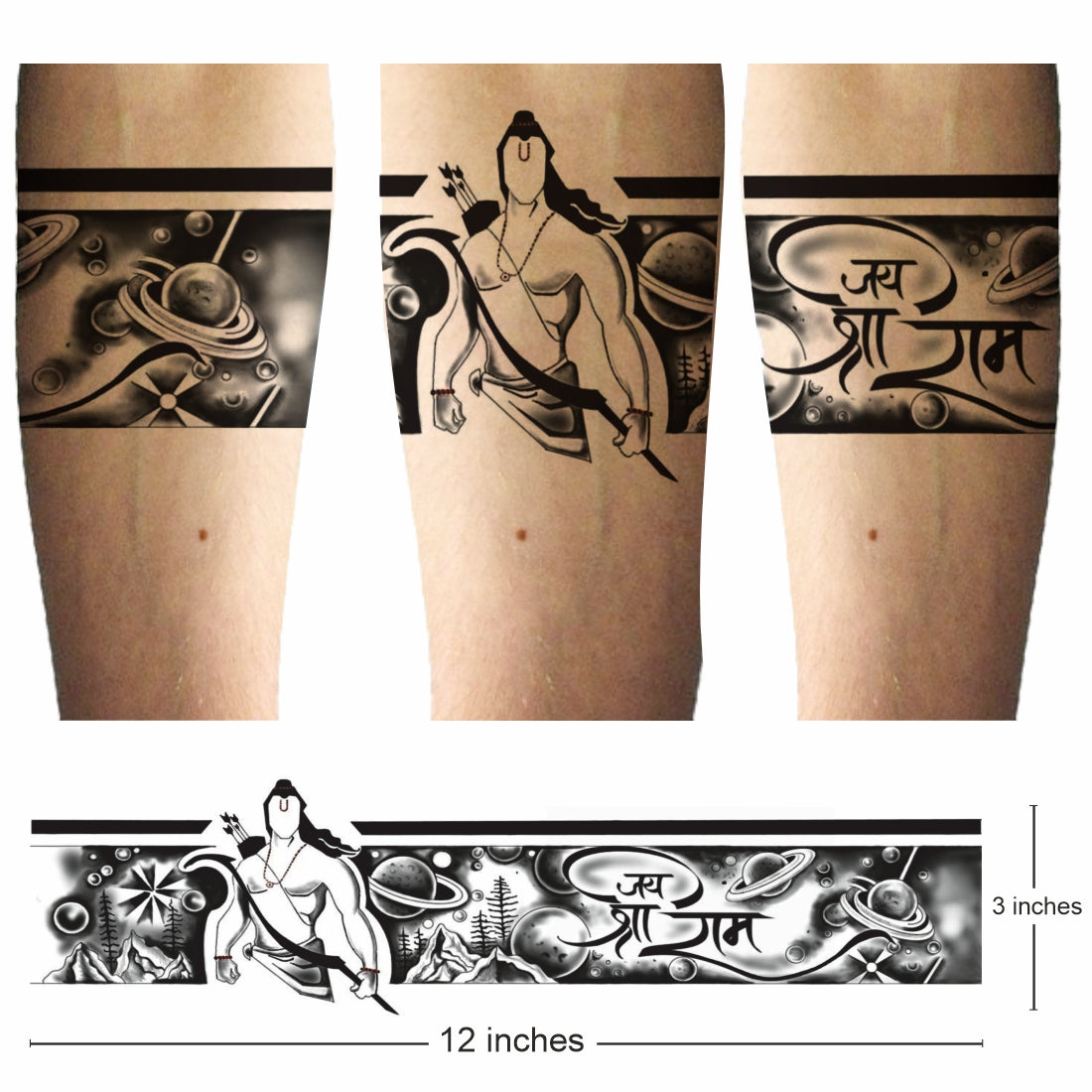 Jai Shree Ram Hand Band Tattoo God Galaxy Waterproof Men and Women (size 12x3 inches)