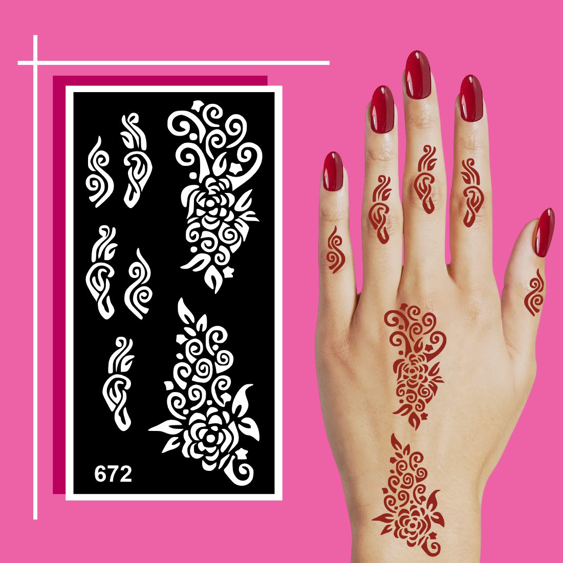 Instant Use Mehndi Stencil Kit with Reusable Design Sheets