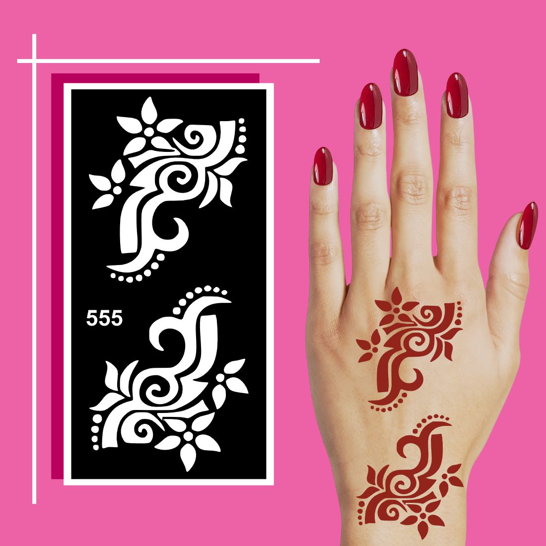 Elegant Floral Mehndi Stencil Templates with Simple Stick and Peel Technology