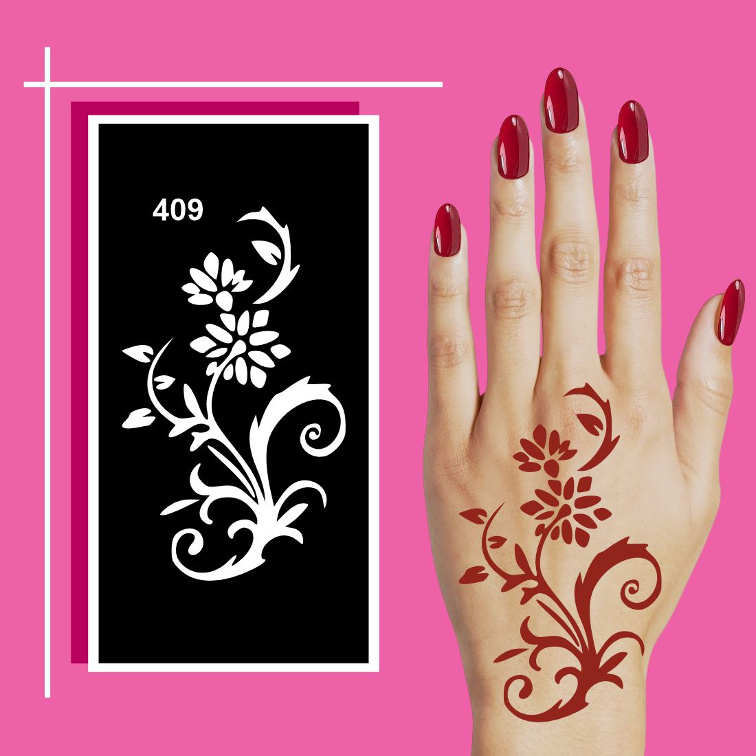 Beautiful Mehndi Stencil Patterns for Hands and Feet in One Set For Kids & Adults Both Sticker