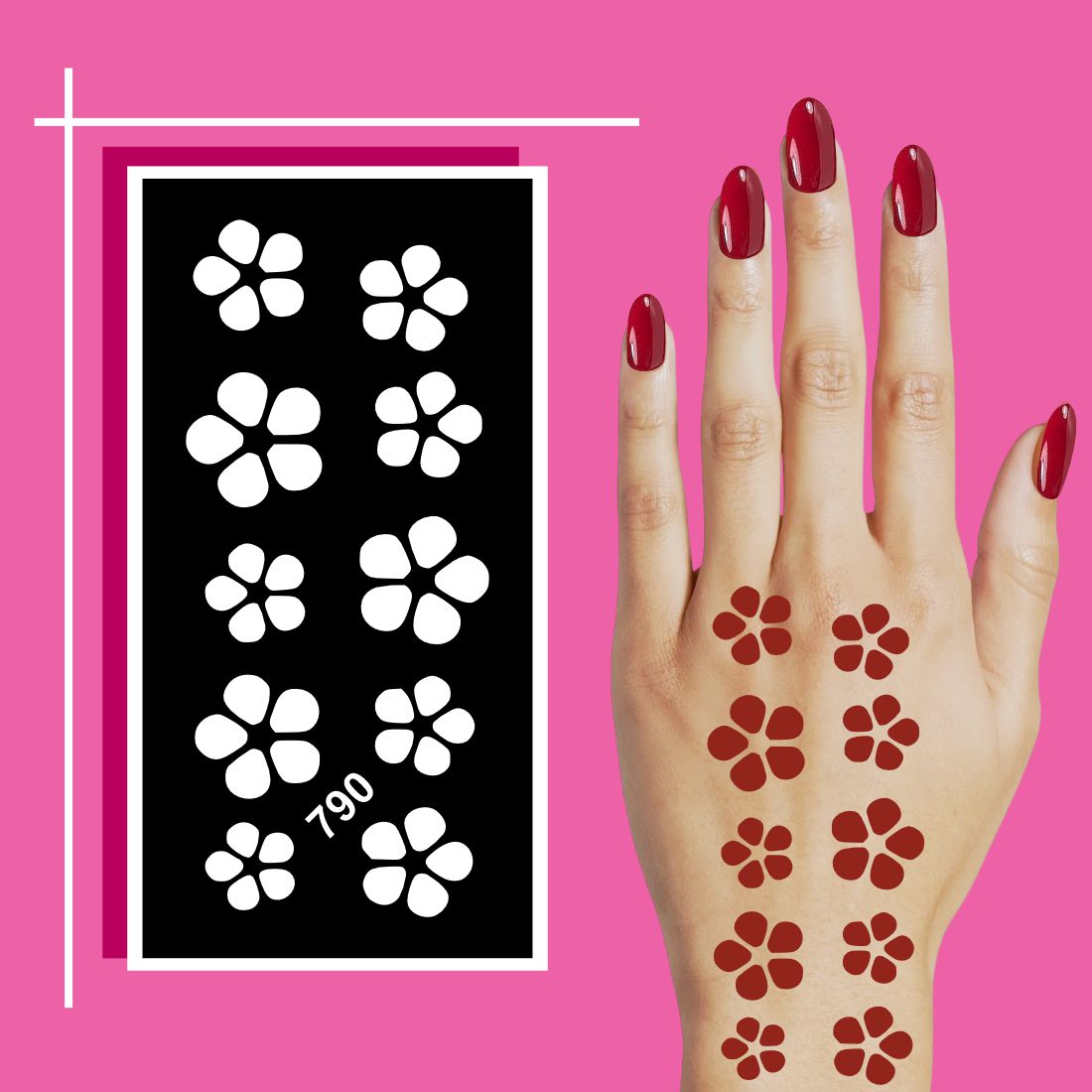 Easy Mehndi Stencil Design Templates with Floral and Dot Pattern Variety