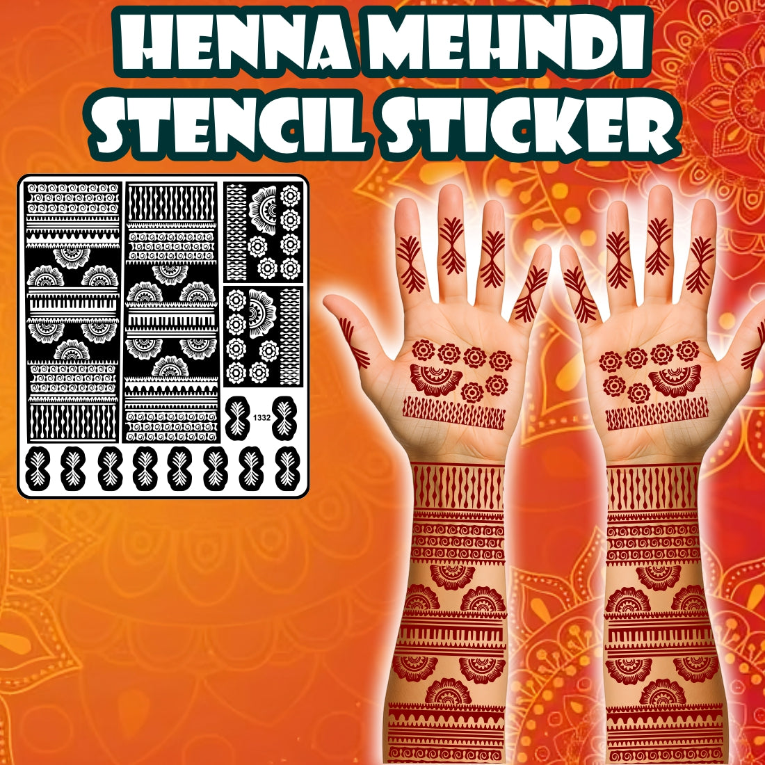 Rose Designs Flowers Stencil Mehndi Sticker For Ever Time Use With Easy Apply And Beautiful Design
