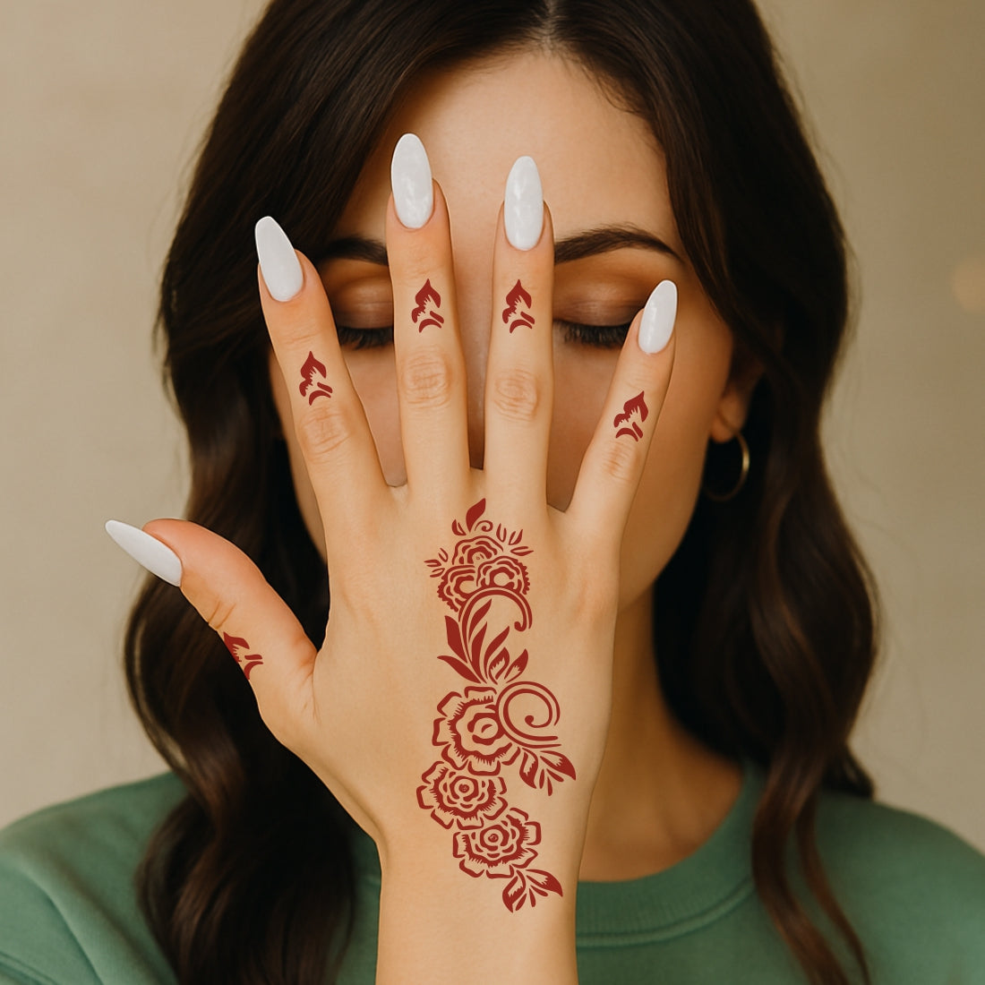 Flower Leaf Mehndi Simple and Clean Results Every Time Stencil Mehndi One Set For Each Hand