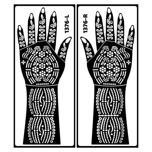 Wedding Mehndi Stencil Sticker For Brides Featuring Couple Holding Hands Easy To Use With Instant Beautiful Design