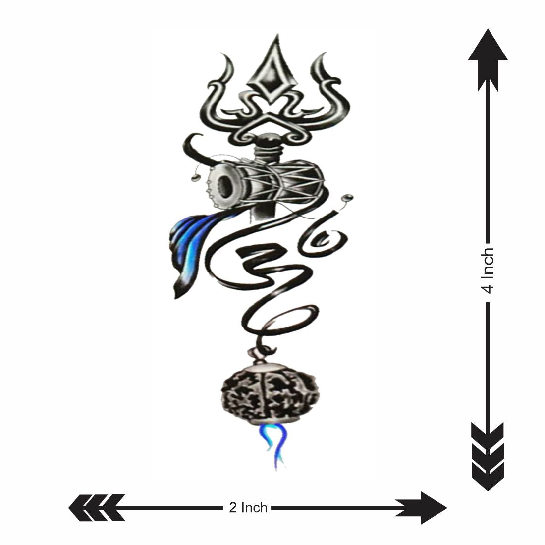 Temporary Tattoowala Trishul with Om Tattoo on Hand Waterproof Temporary Body Tattoo