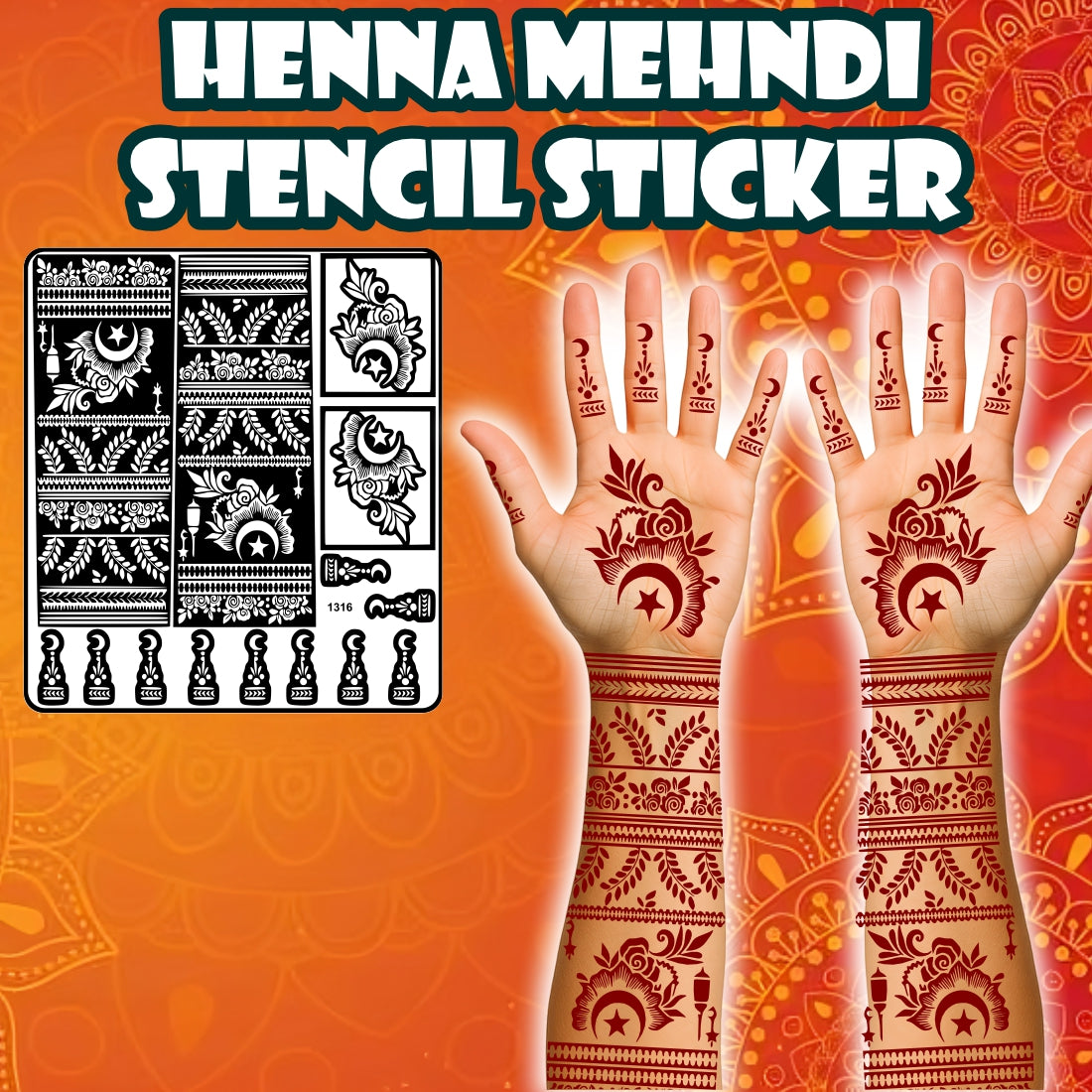 Pregnant Woman And Baby Shower Mehndi Stencil Sticker With Floral Patterns For Baby Shower