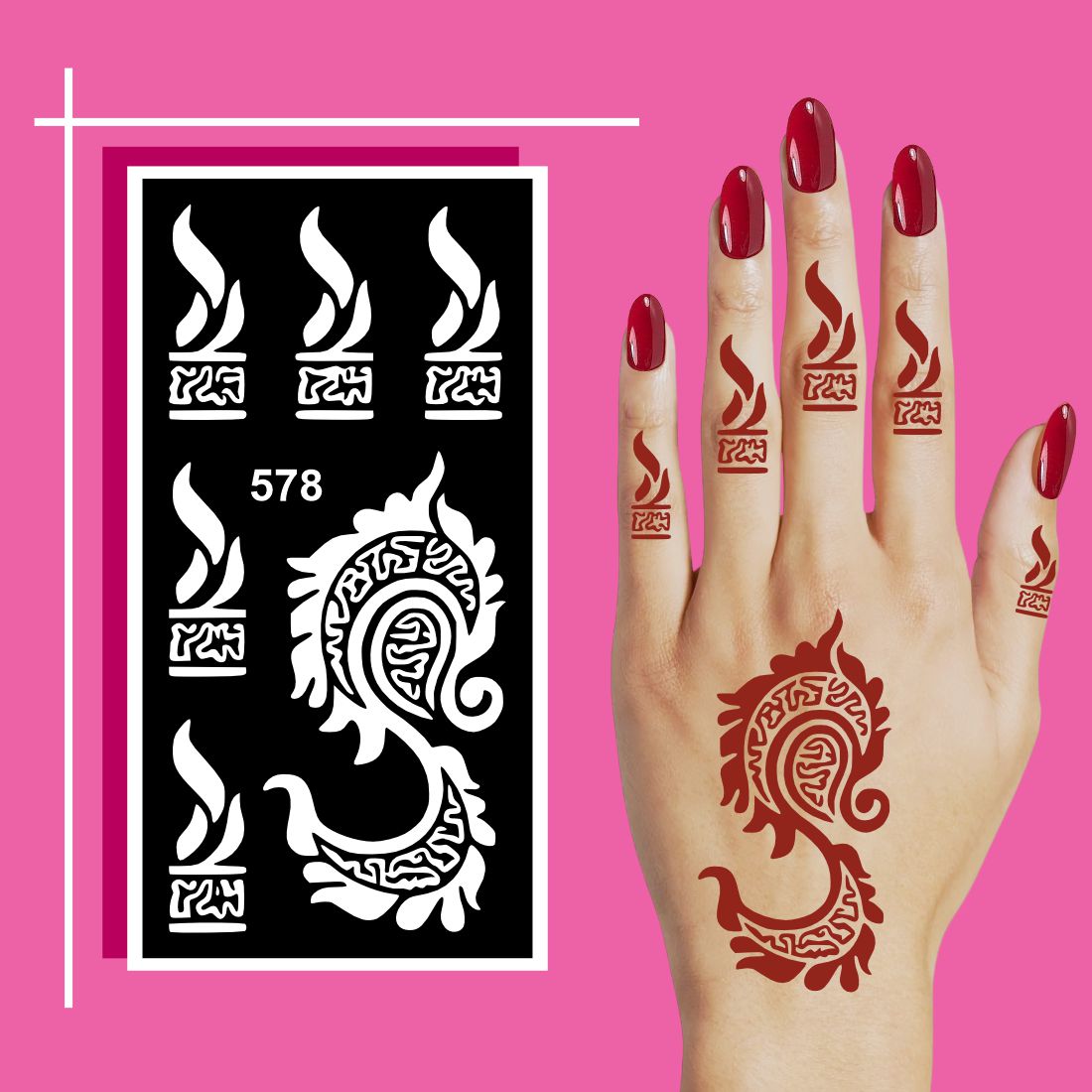Ready to Apply Mehndi Stencil Kit for Learning and Expressive Art