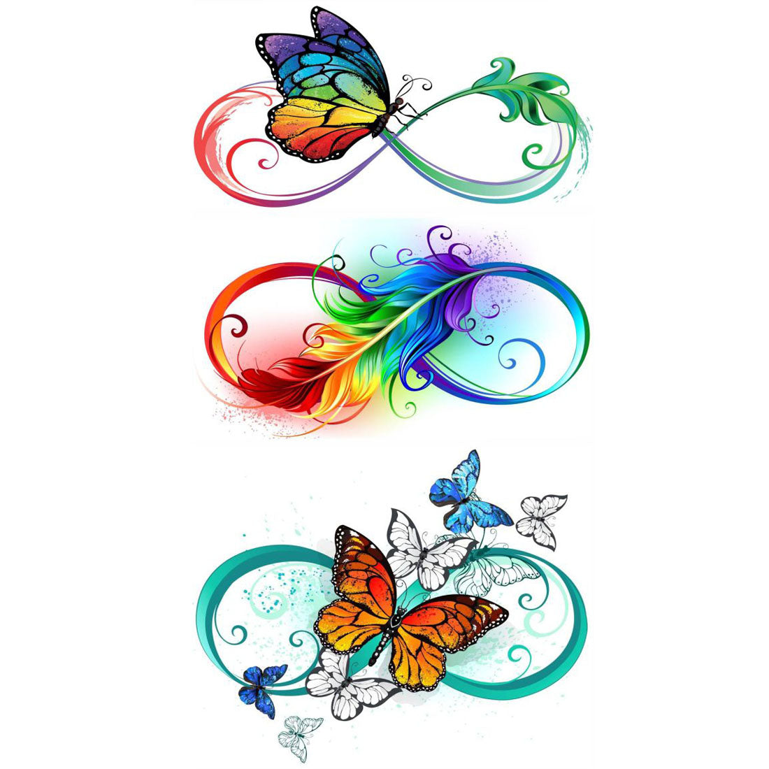 Temporary Tattoowala Butterfly With Colourful Infinity Temporary Tattoo for Men and Women Waterproof Sticker