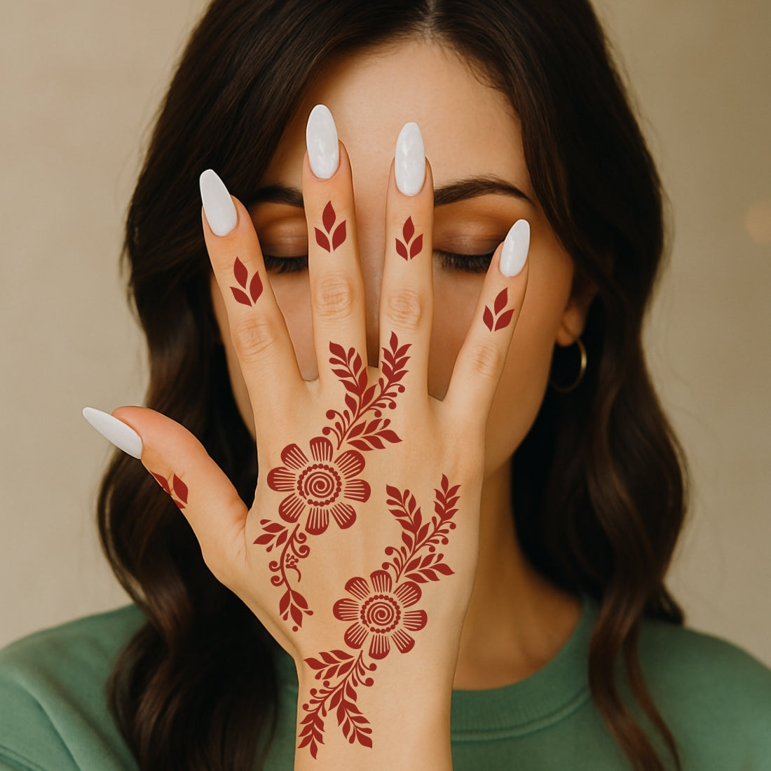 Circle Flower Creative Mehndi Sticker for Girls Stencil Mehndi Sticker One Set For Each Hand