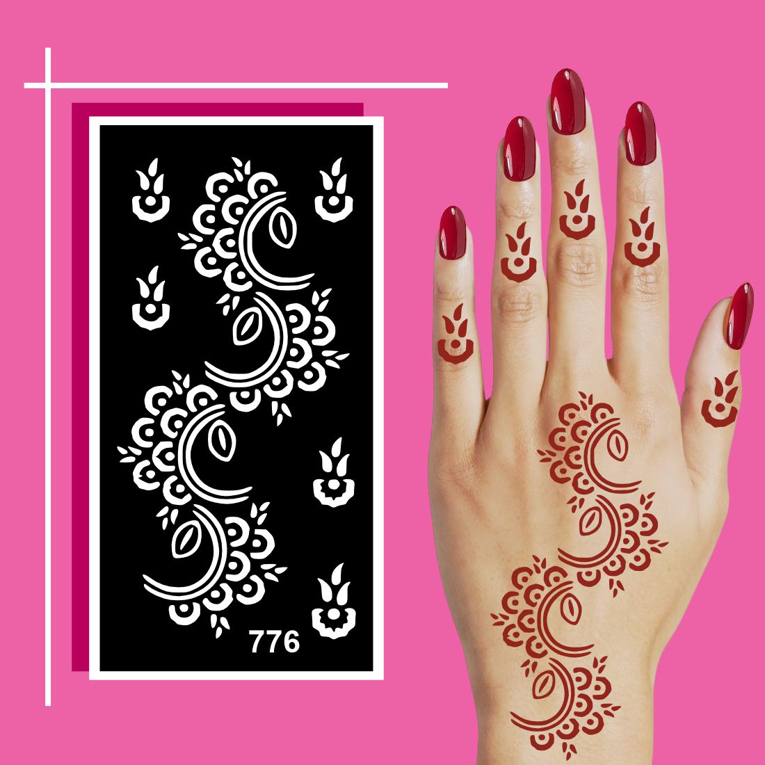 Artistic Mandala Henna Stencil Templates for Hand and Wrist Decoration
