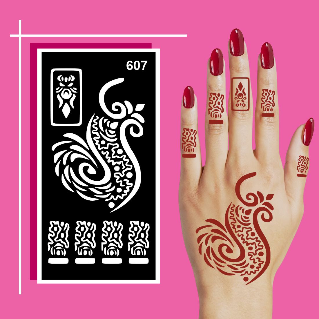 Intricate Design Mehndi Sticker for Children Learning Traditional Craft Skills
