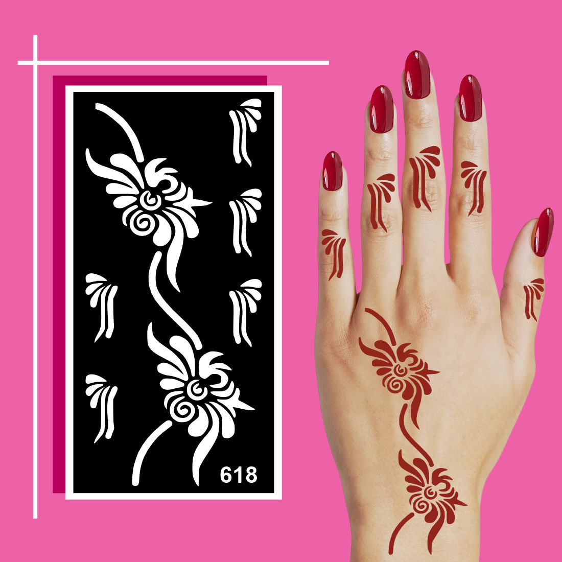 Smooth Pattern Mehndi Art Stencil Sticker Designed for Kids of All Ages