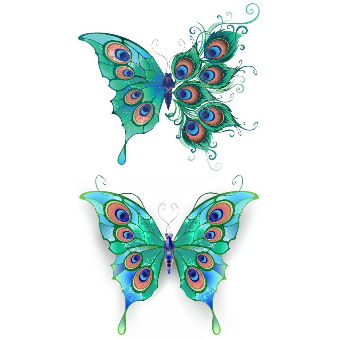 Temporary Tattoowala Beautiful Butterfly 2 Design Colourful Temporary Tattoo for Men and Women Waterproof Sticker