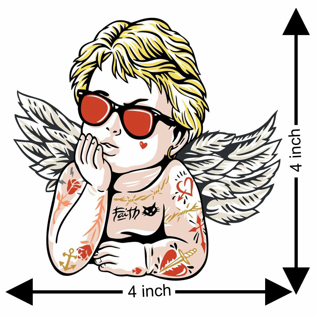Temporary Tattoowala Angle With Sunglasses Colourful Temporary Tattoo for Men and Women Waterproof Sticker