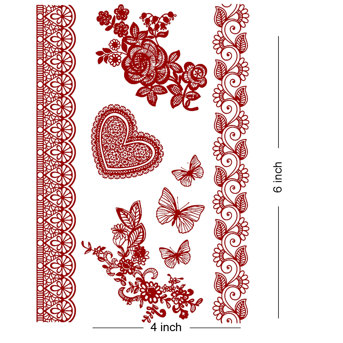 Heart Leaf Mehndi Tattoo For Women Waterproof Temporary Body Tattoo