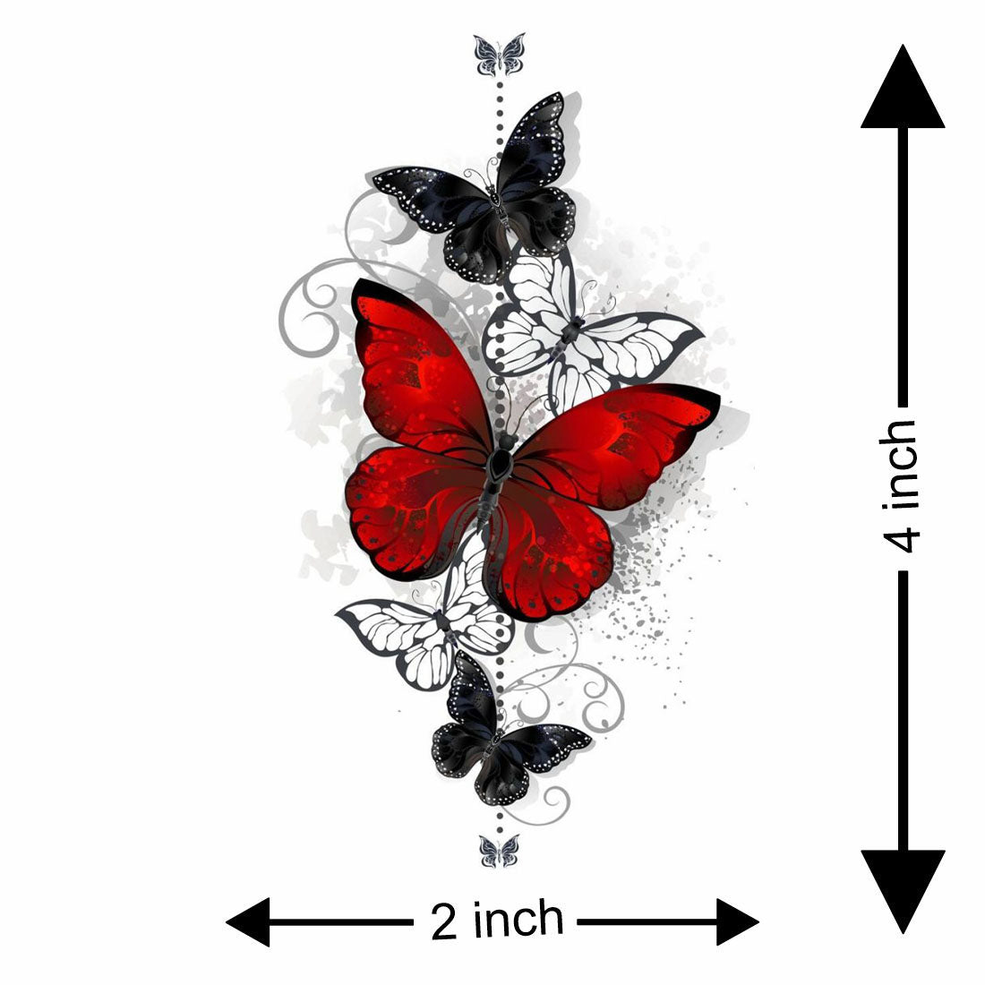 Temporary Tattoowala Butterfly With Black Trible Design Colourful Temporary Tattoo for Men and Women Waterproof Sticker