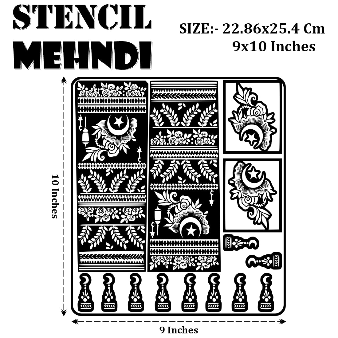 Pregnant Woman And Baby Shower Mehndi Stencil Sticker With Floral Patterns For Baby Shower