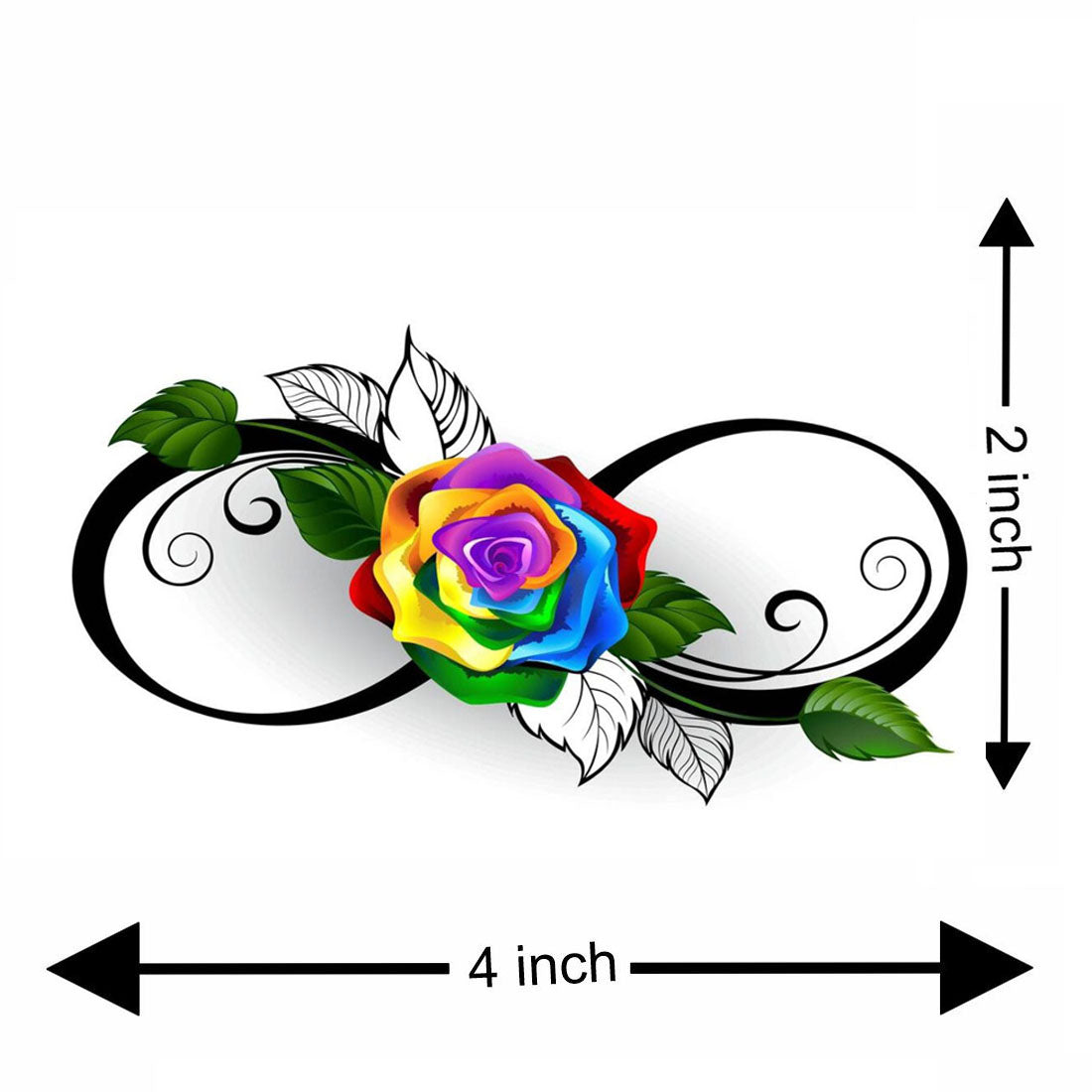 Temporary Tattoowala Colourful Rose With Infinity Temporary Tattoo for Men and Women Waterproof Sticker