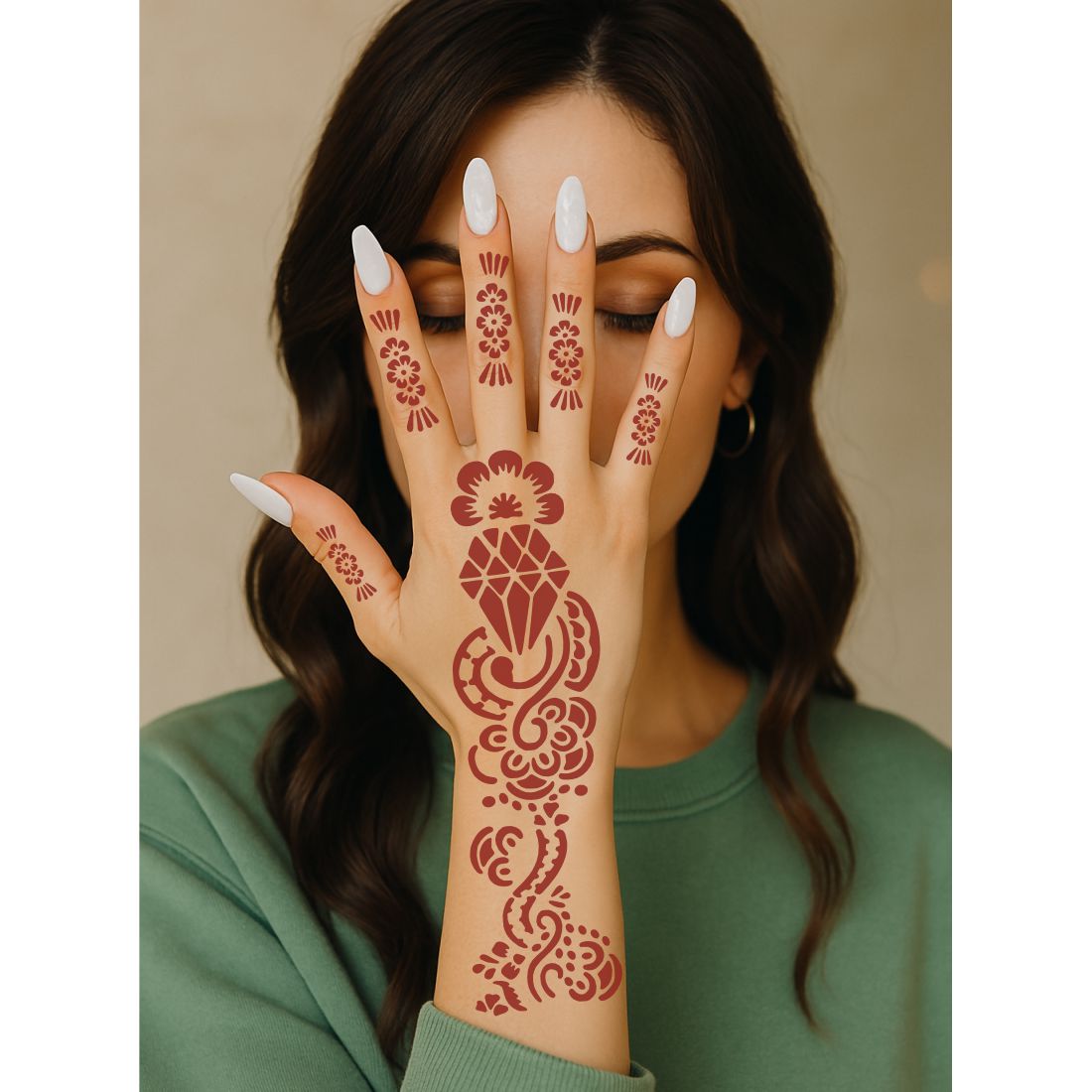 Classy Mehndi Stencil Sticker for Women, Girls, and Bridal Events Peel And Stick Stencil Mehndi Sticker For Women, Girls And Teen-age