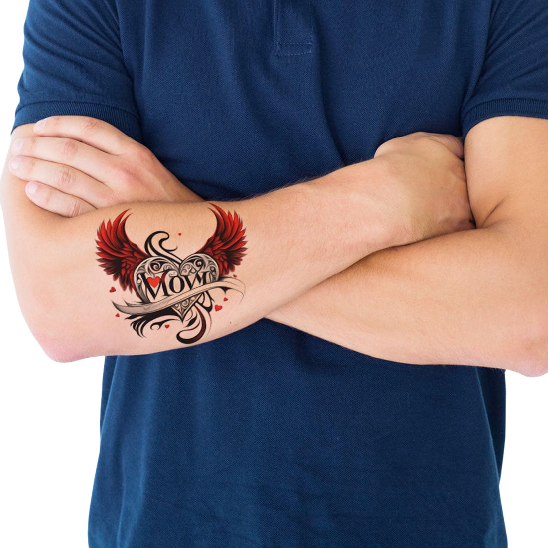 Temporary Tattoowala Heart Mom with Wings Tattoo on Hand Waterproof Temporary Body Tattoo