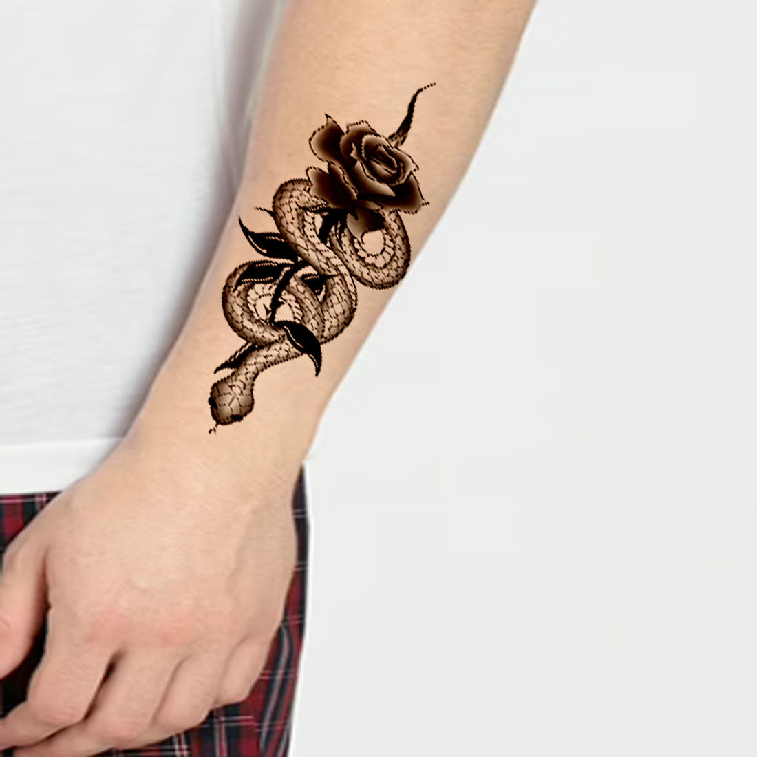Temporary Tattoowala Snake and Flower Animal Tattoo on Hand Waterproof Temporary Body Tattoo