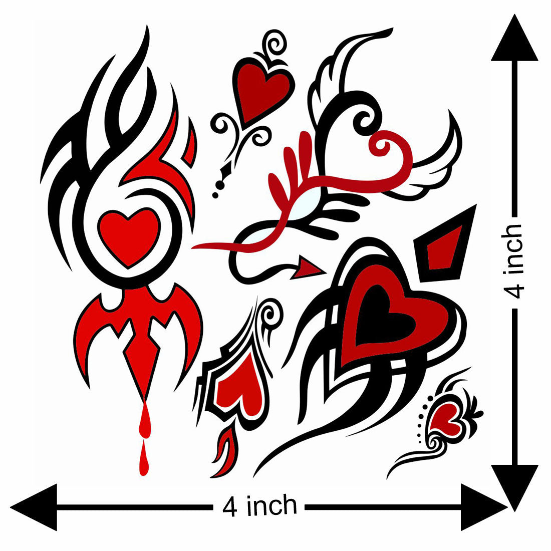 Temporary Tattoowala Heart Trible 6 Design Colourful Temporary Tattoo for Men and Women , Waterproof Sticker
