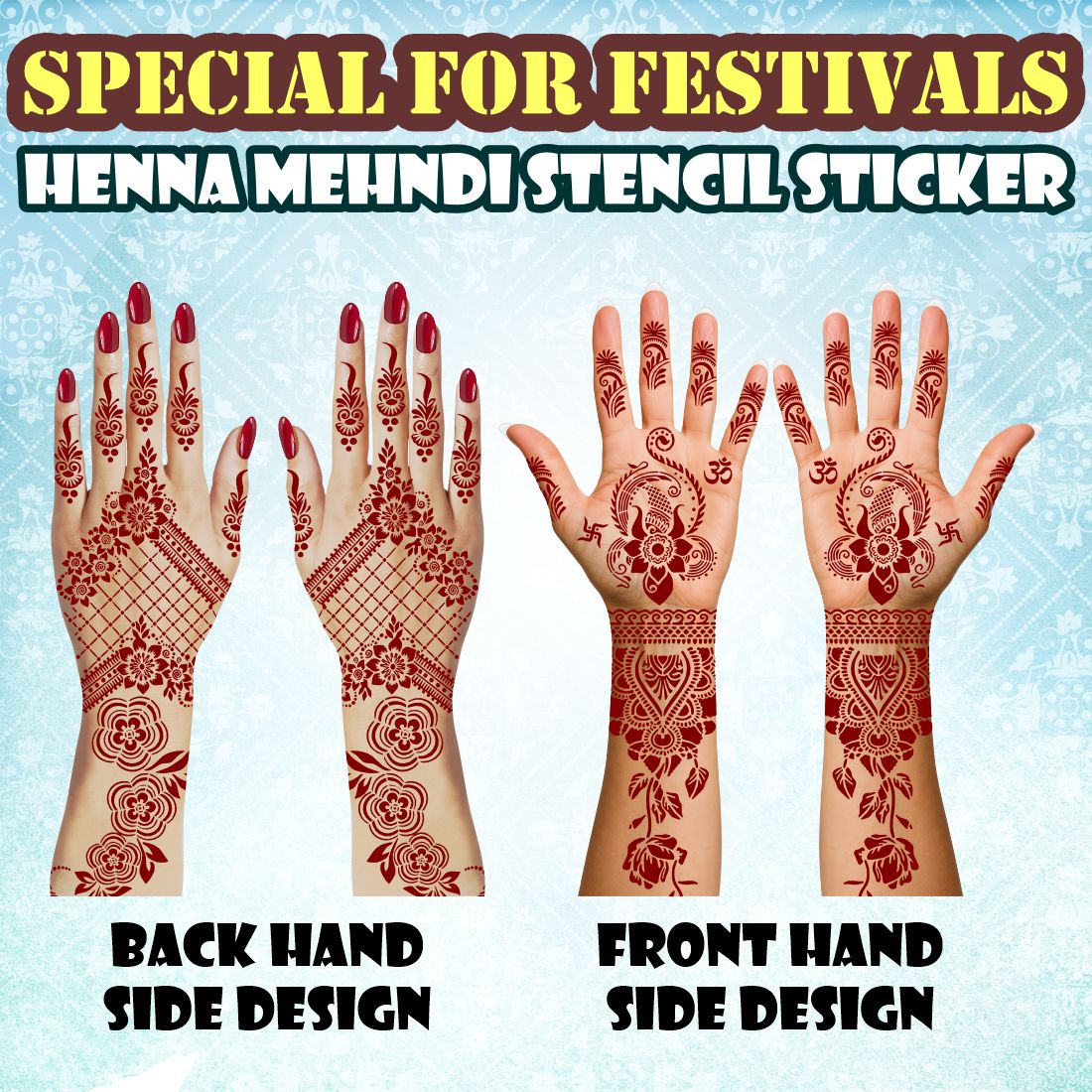 Complete Mehndi Art Stencil Sheet – Modern & Classic Fusion Designs