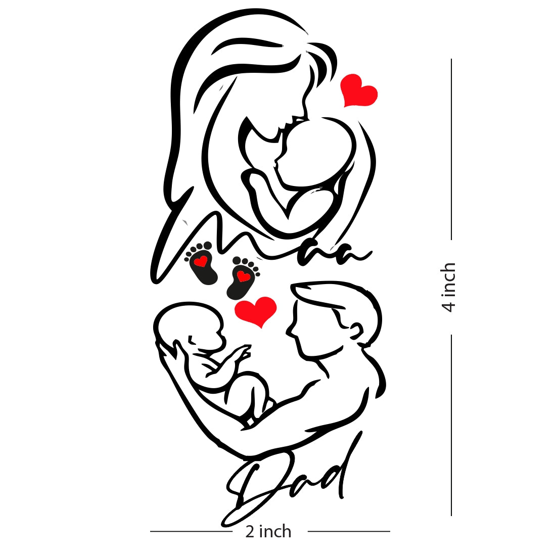 New Mom Dad Love Baby Tattoo Waterproof Temporary Body Tattoo