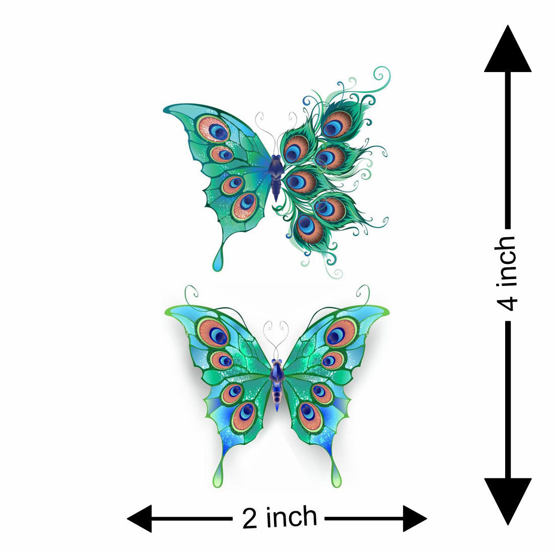Temporary Tattoowala Beautiful Butterfly 2 Design Colourful Temporary Tattoo for Men and Women Waterproof Sticker