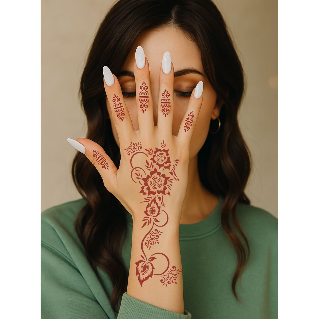 Henna Lover Mehndi Stencil Sticker for Personal and Event Styling Peel And Stick Stencil Mehndi Sticker For Women, Girls And Teen-age