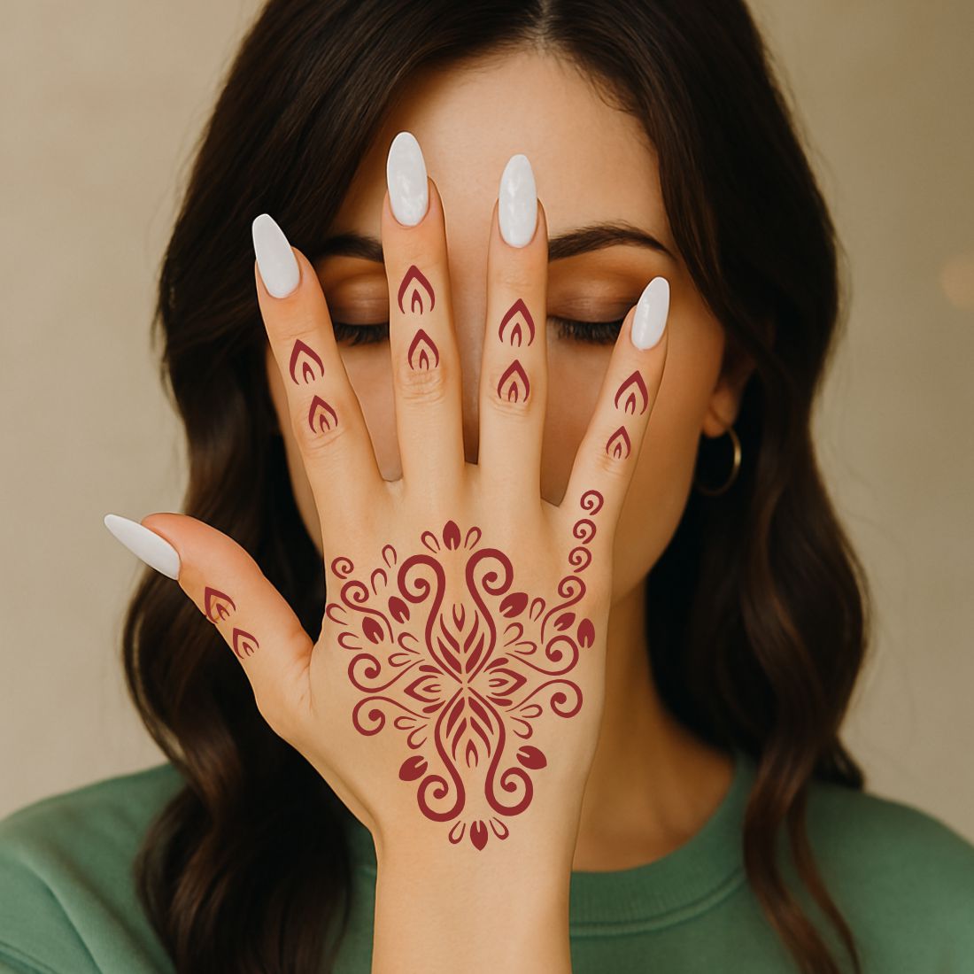 Hand and Palm Mehndi Stencil Sticker for Classic Looks Easy to Apply & Perfect for All Occasions | Peel And Stick Stencil Mehndi Sticker