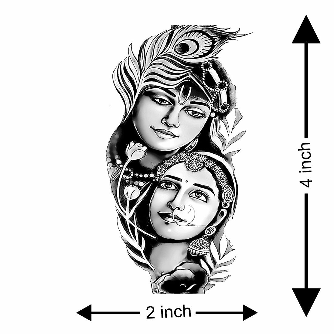 Temporary Tattoowala God Radha Krishna Colourful Temporary Tattoo for Men Women Sticker