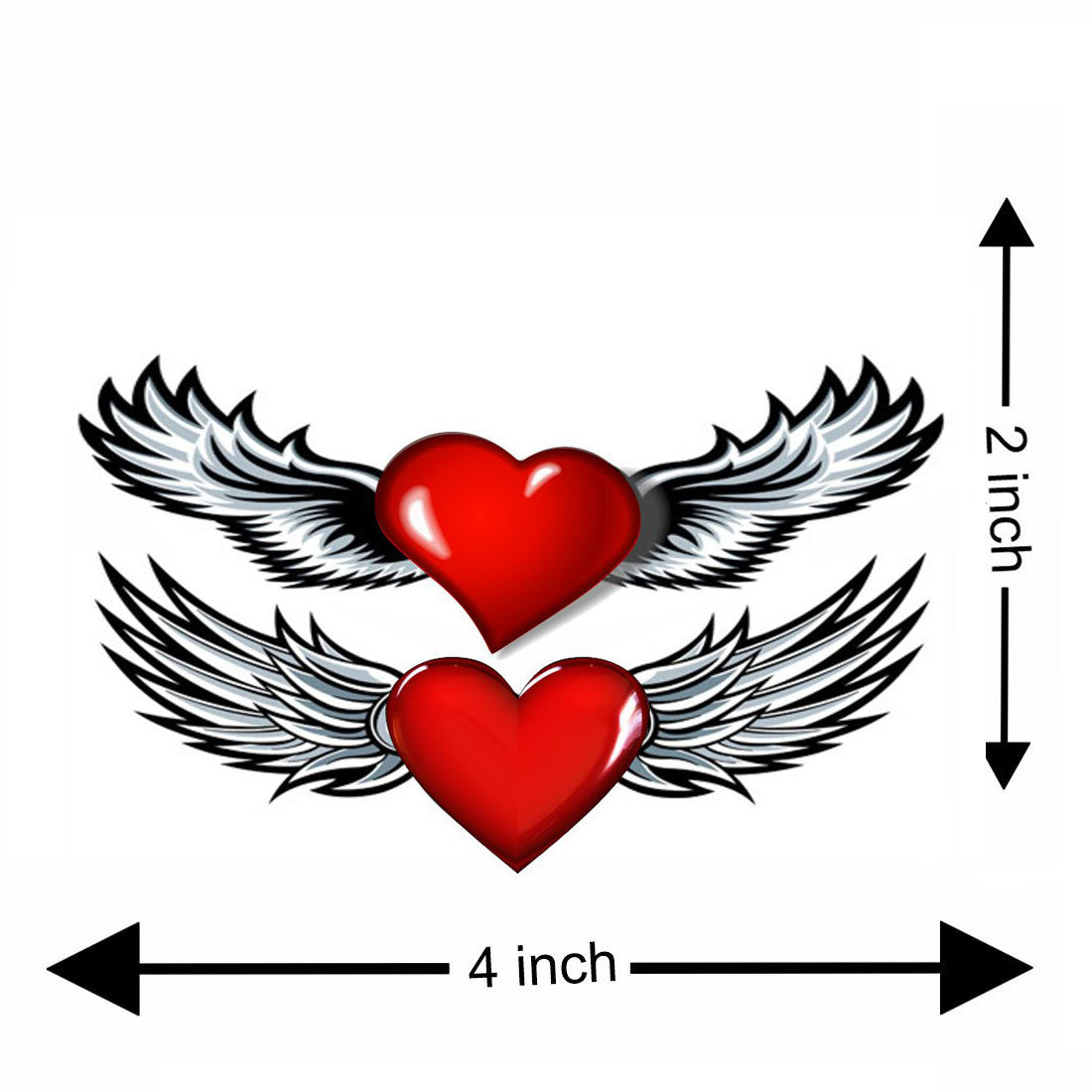 Temporary Tattoowala Heart Wing 3D Colourful Temporary Tattoo for Men and Women Waterproof Sticker