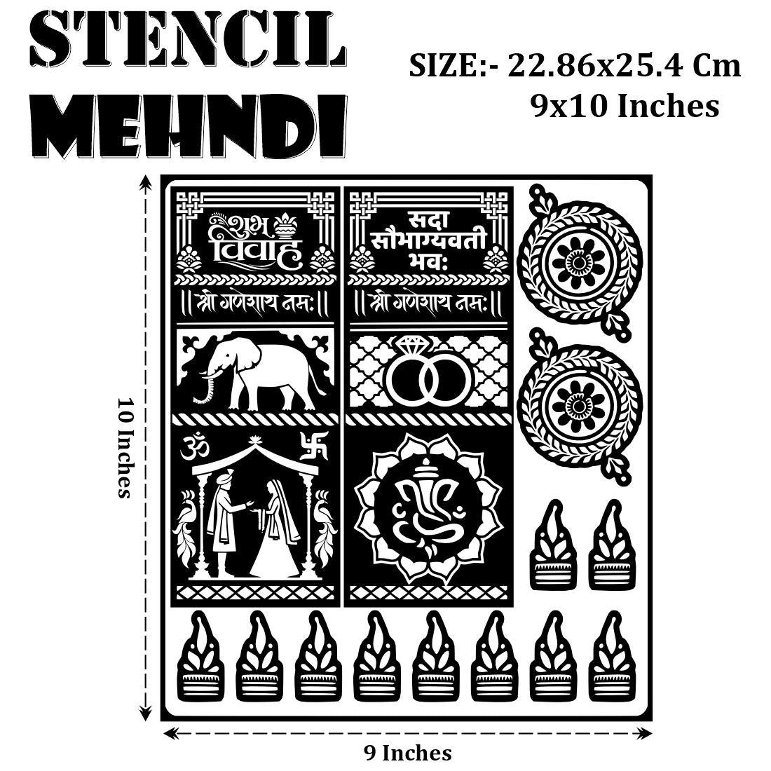 Bridal Stencil Shubh Vivah & Sada Saubhagyavati Bhava Special Stencil Mehndi Sticker