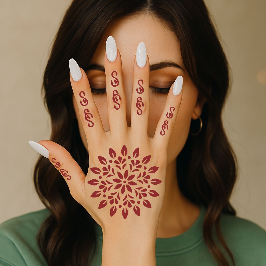 Elegant Floral Mehndi Stencil Sticker Design for Both Hands Easy to Apply & Perfect for All Occasions