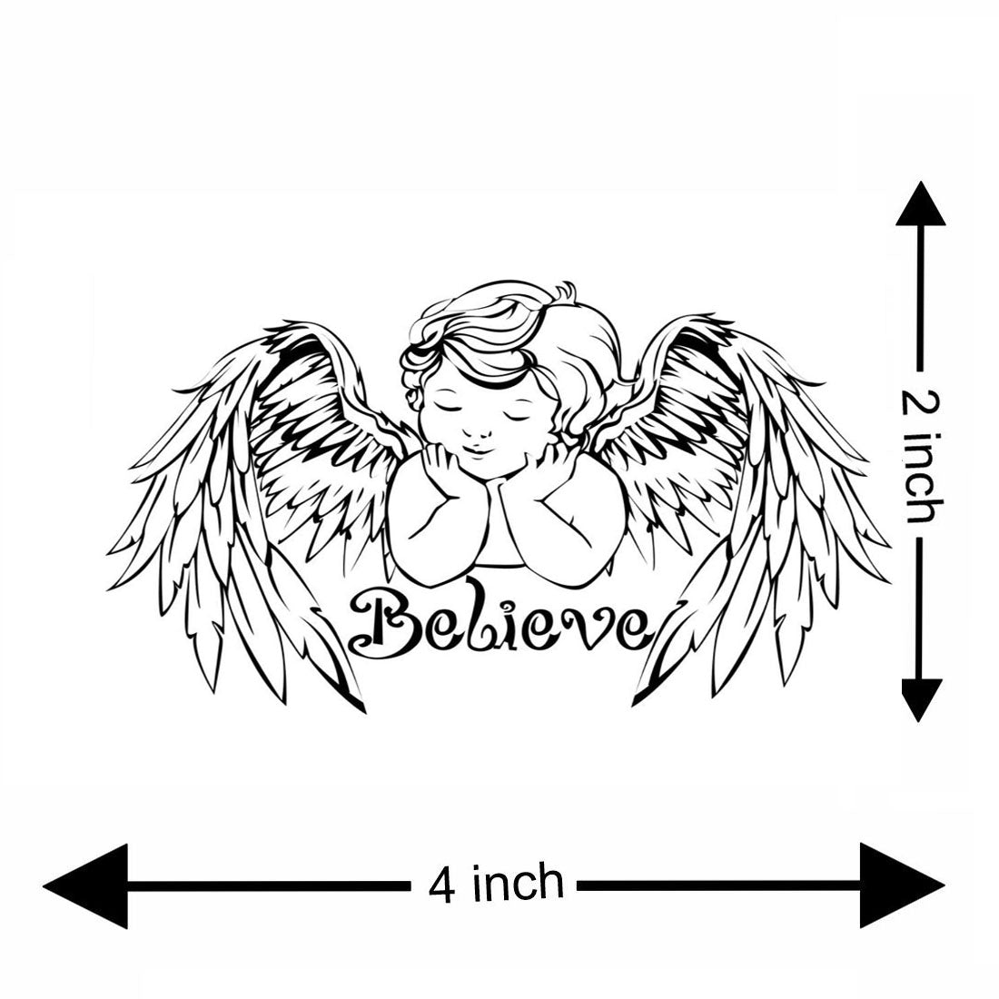 Temporary Tattoowala Believe Angle Wing Temporary Tattoo for Men and Women Waterproof Sticker