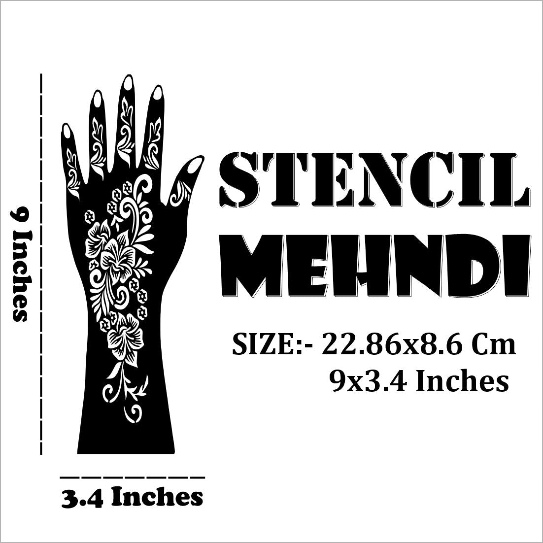 Occasion Ready Mehndi Stencil Sticker with Beautiful Floral Design Peel And Stick Stencil Mehndi Sticker For Women, Girls And Teen-age