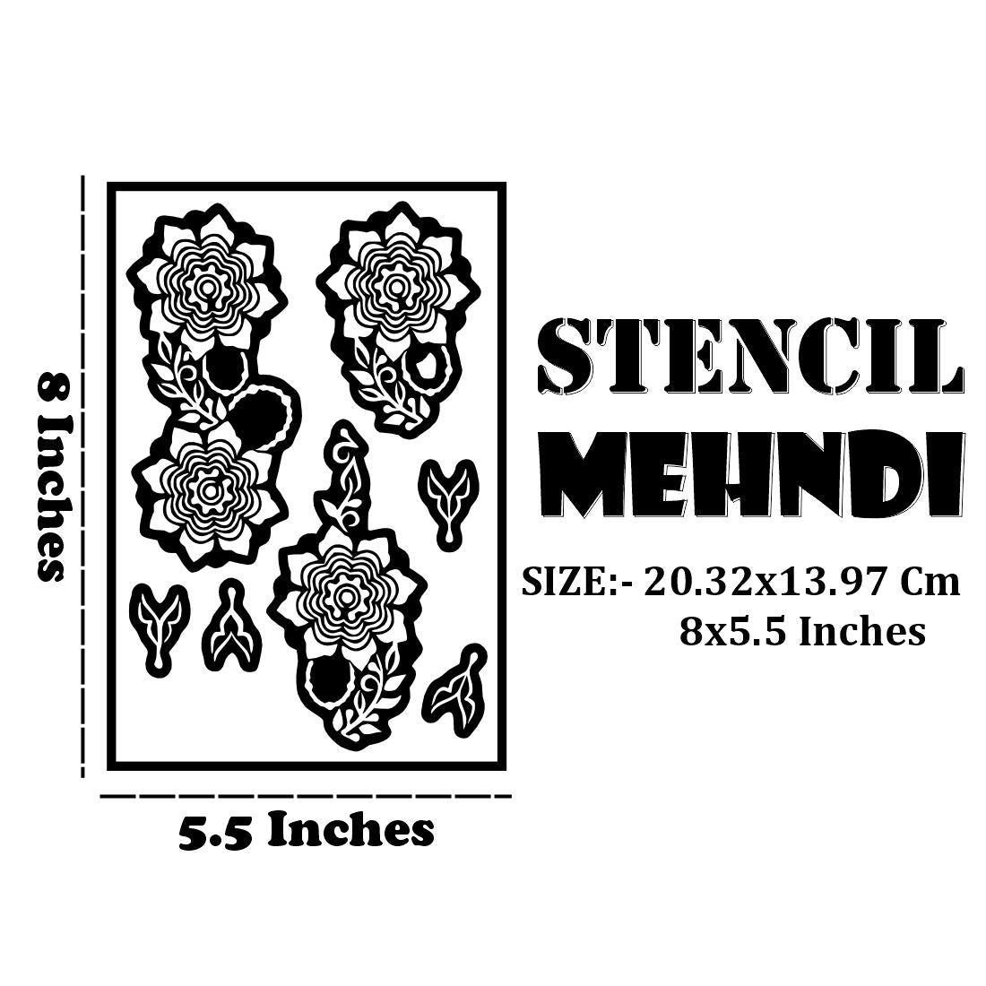 Graceful Floral Henna Stencil With Long Leaf Elements For Elegant Hand