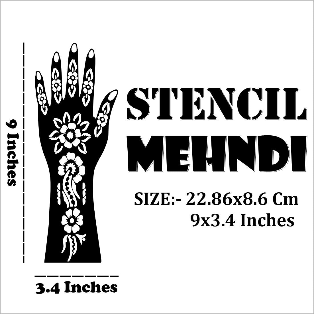 Mehndi Stencil Sticker with Floral Patterns for Hands Peel And Stick Stencil Mehndi Sticker For Women, Girls And Teen-age