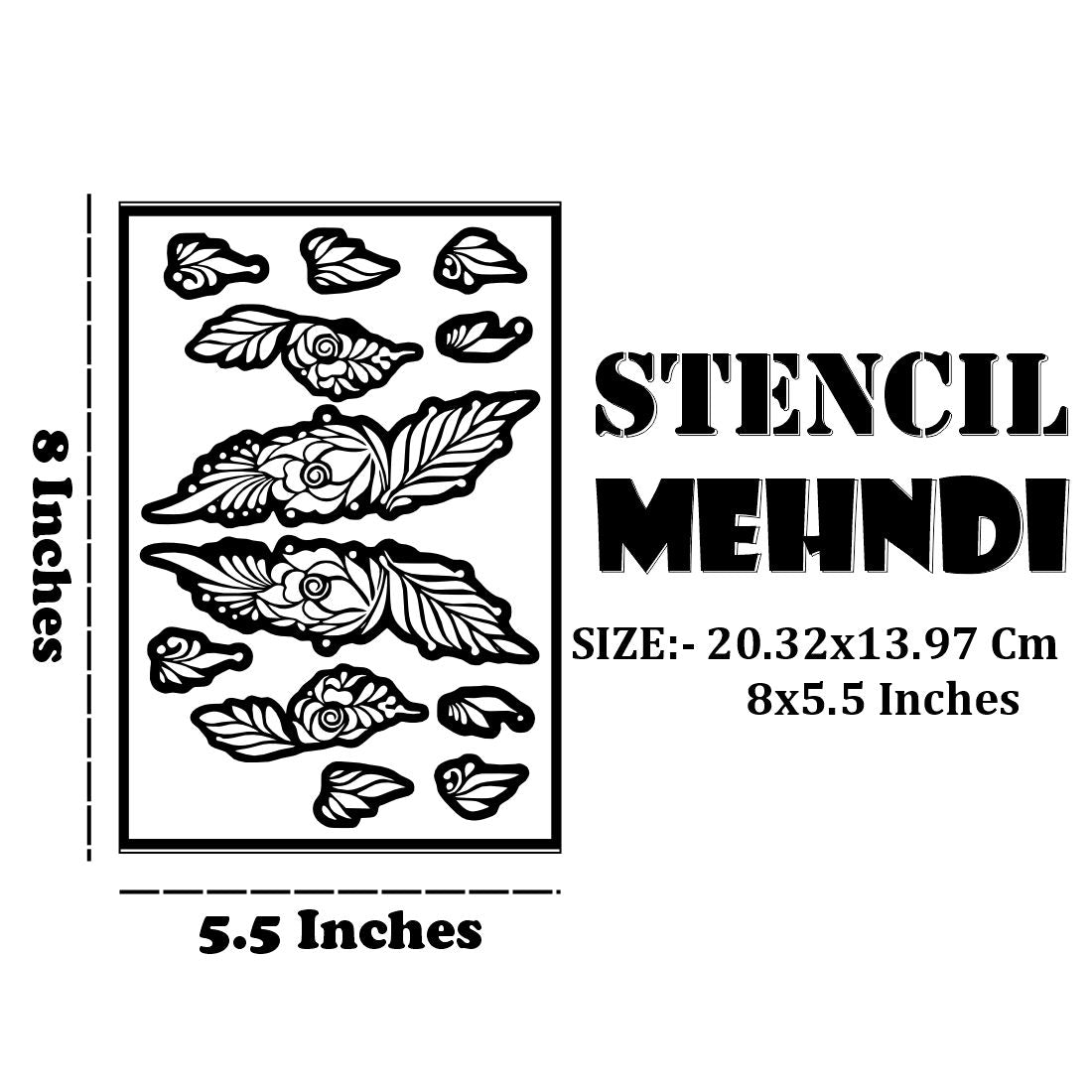 Detailed Mehndi Stencil With Flowing Leaf Patterns & Traditional Designs