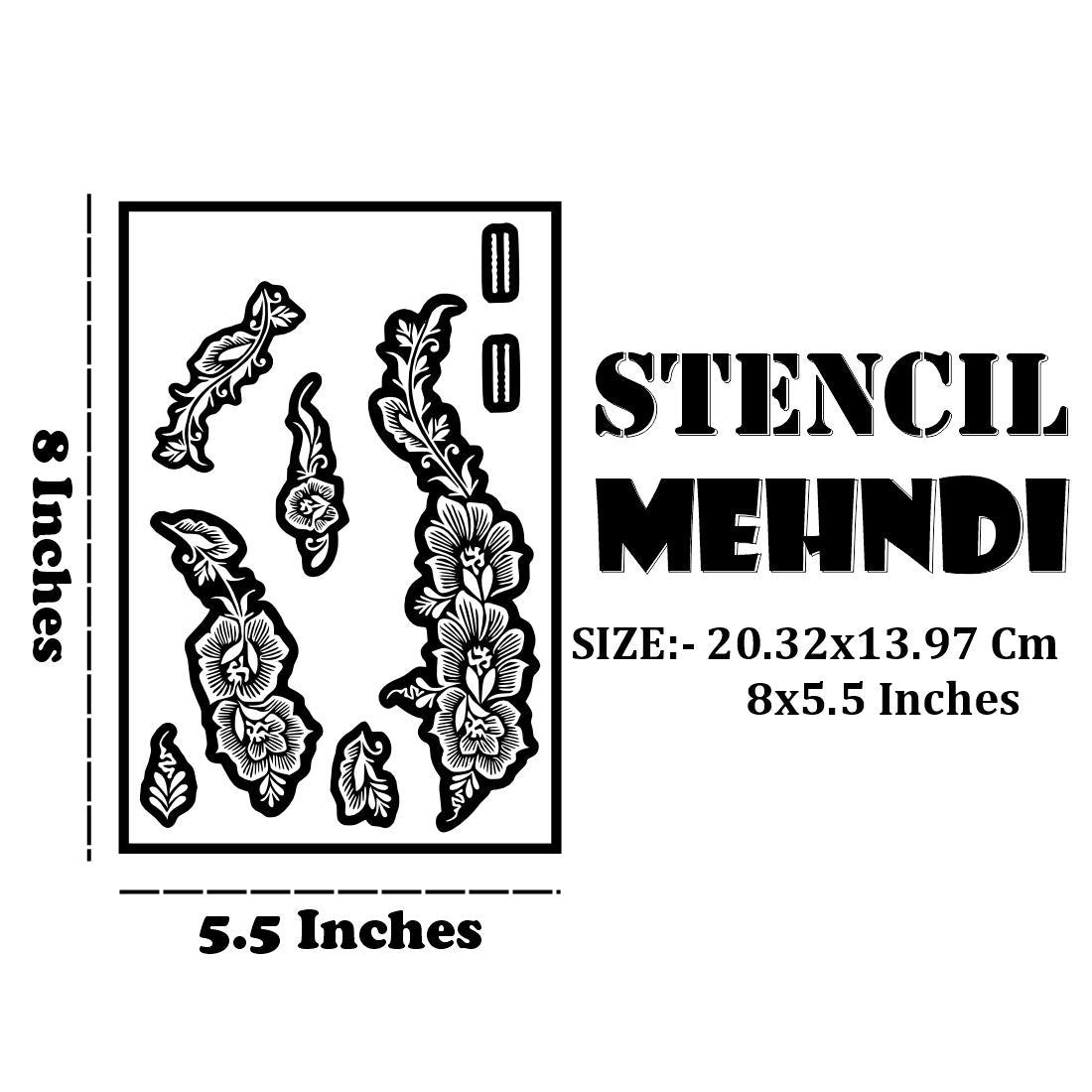 Traditional Mehndi Stencil With Detailed Leaves And Artistic Curved Design