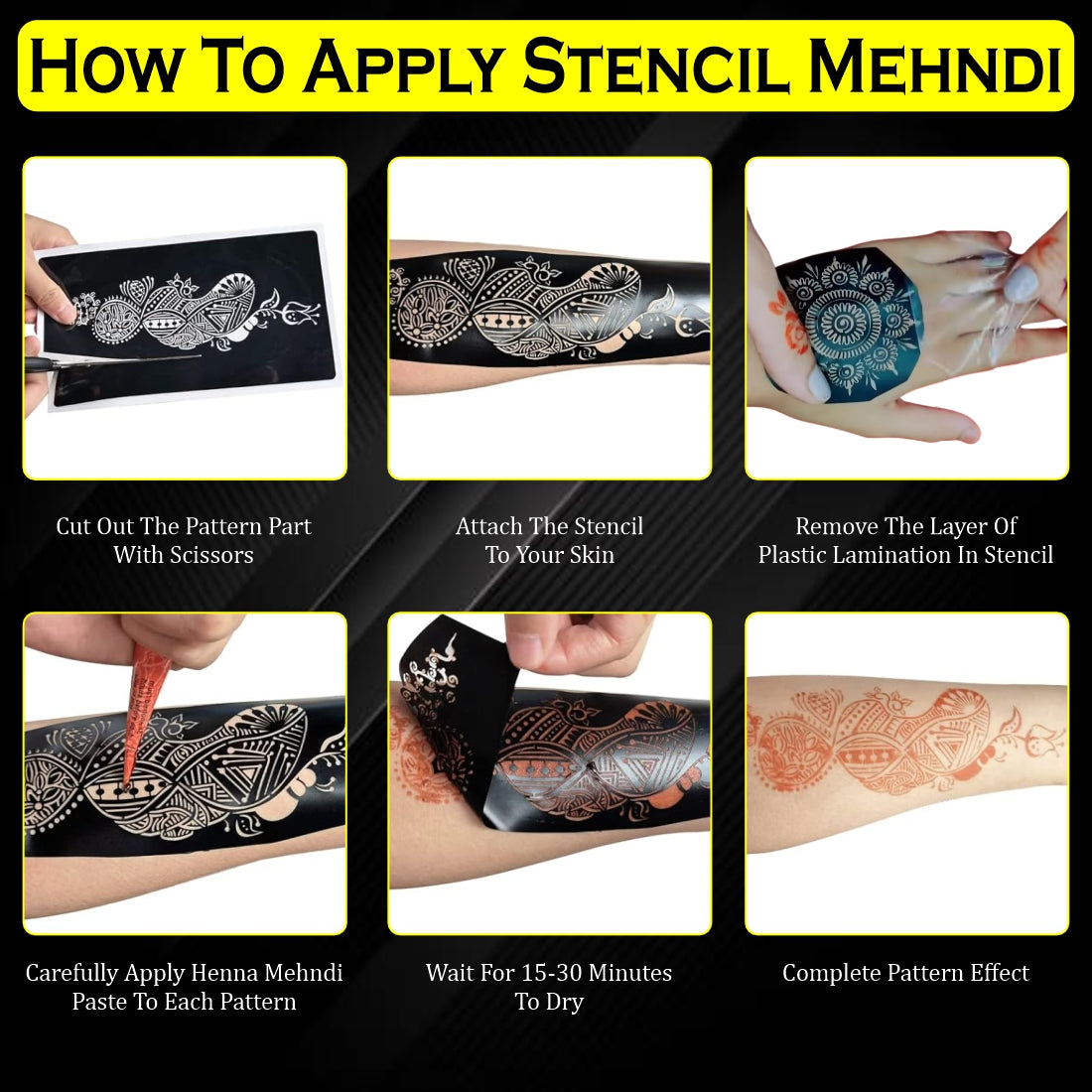 Back Hand Classic Henna Tattoo Sticker for a Traditional Look Stencil Mahndi Sticker One Set For Each Hand